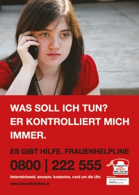 Frauenhelpline - Plakat / Freecard - "Er kontrolliert mich"