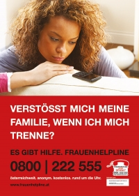 Frauenhelpline - Plakat / Freecard "Verstößt mich meine Familie?"