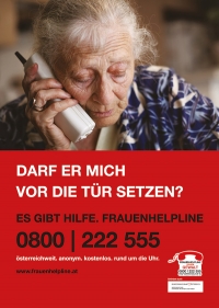 Frauenhelpline - Plakat / Freecard - "Darf er mich vor die Tür setzen?"