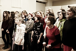 Chor bei den Aufnahmen zum Song 