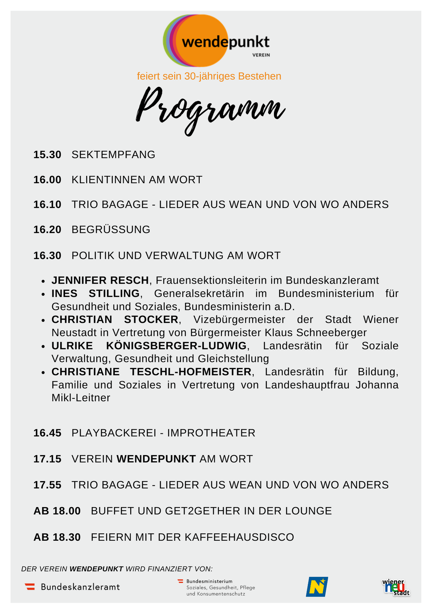 Programm Jubiläum Wendepunkt