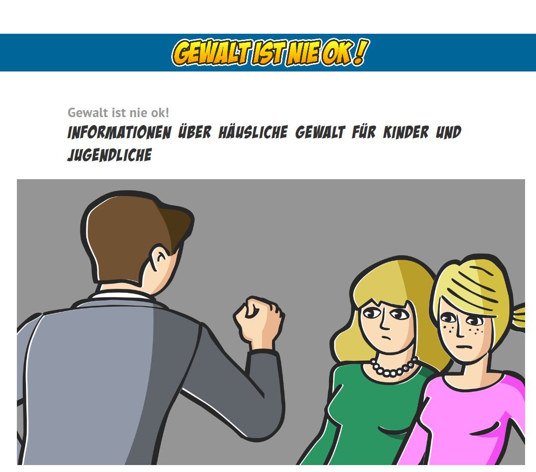 Screenshot Kinderwebsite Gewalt ist nie ok