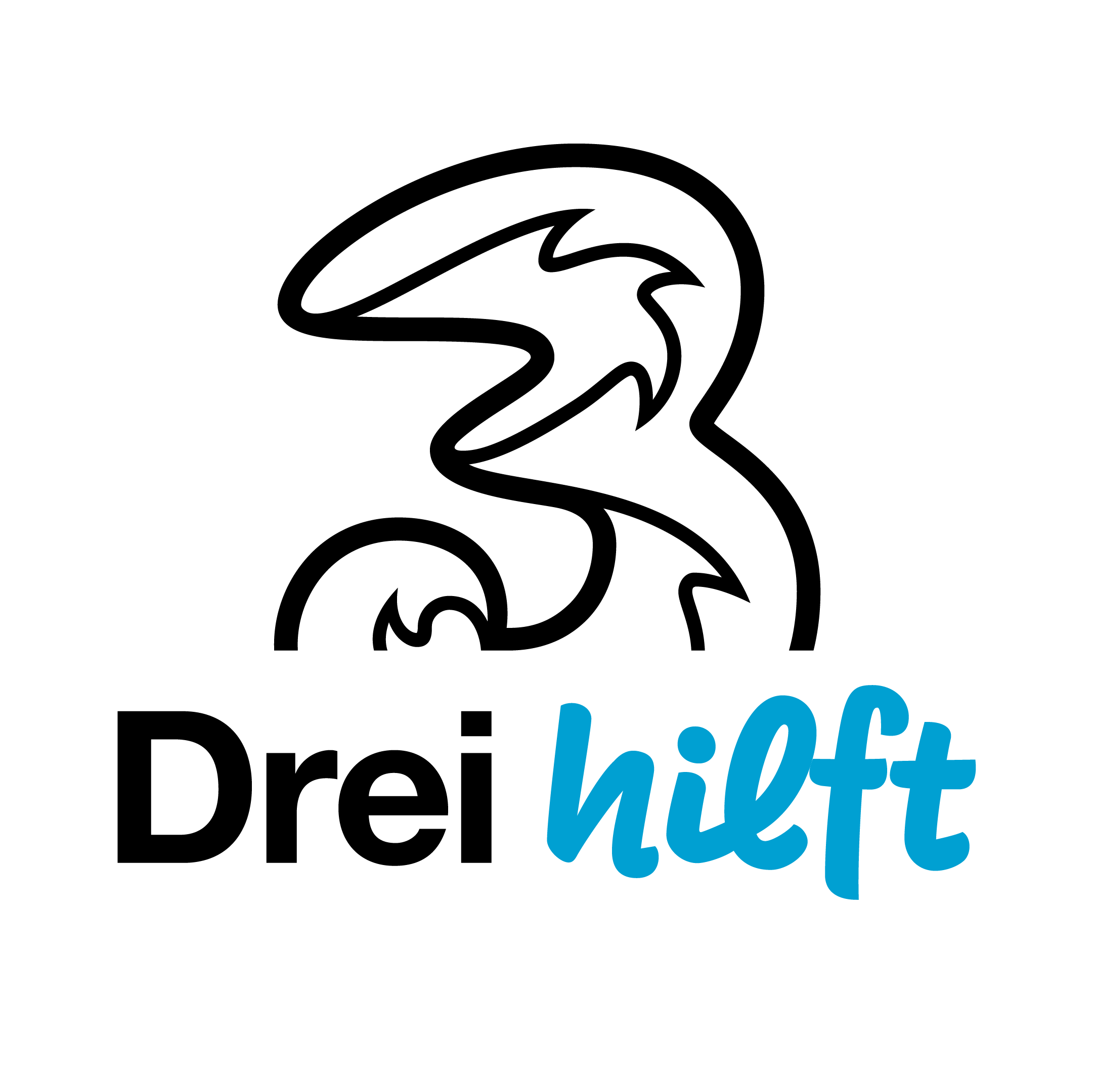 Drei Hilft Logo online auf weiss